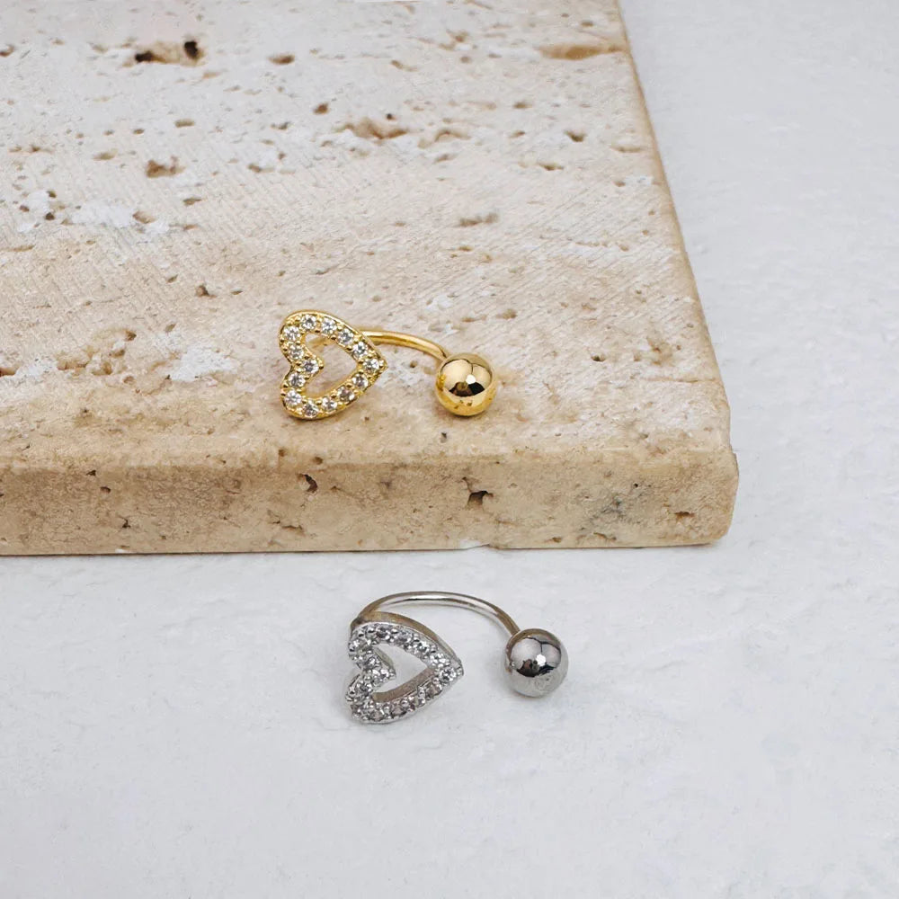 Anneau de nez en forme de cœur en Zircon, bijoux de perçage en acier inoxydable plaqué or 14K pour femmes, accessoire de perçage corporel à usage quotidien, 1 pièce