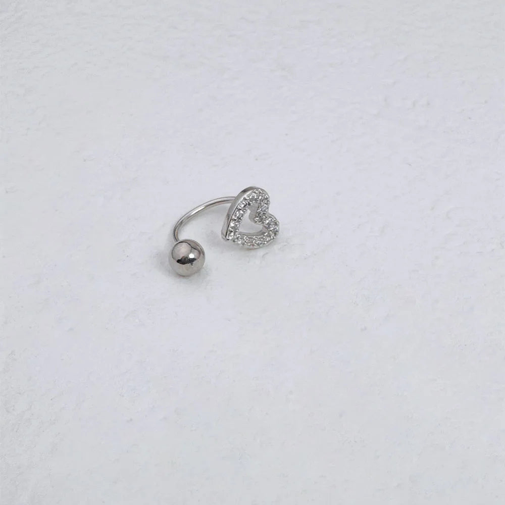 Anneau de nez en forme de cœur en Zircon, bijoux de perçage en acier inoxydable plaqué or 14K pour femmes, accessoire de perçage corporel à usage quotidien, 1 pièce