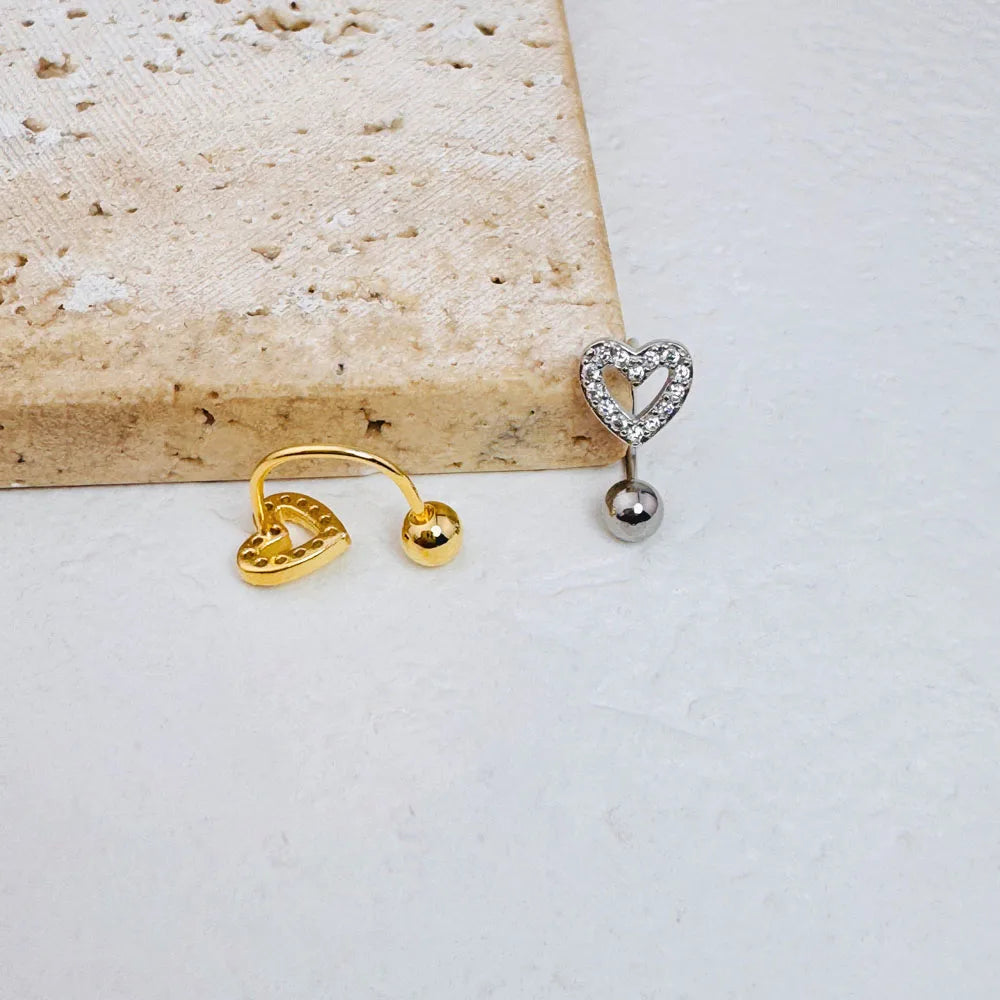 Anneau de nez en forme de cœur en Zircon, bijoux de perçage en acier inoxydable plaqué or 14K pour femmes, accessoire de perçage corporel à usage quotidien, 1 pièce