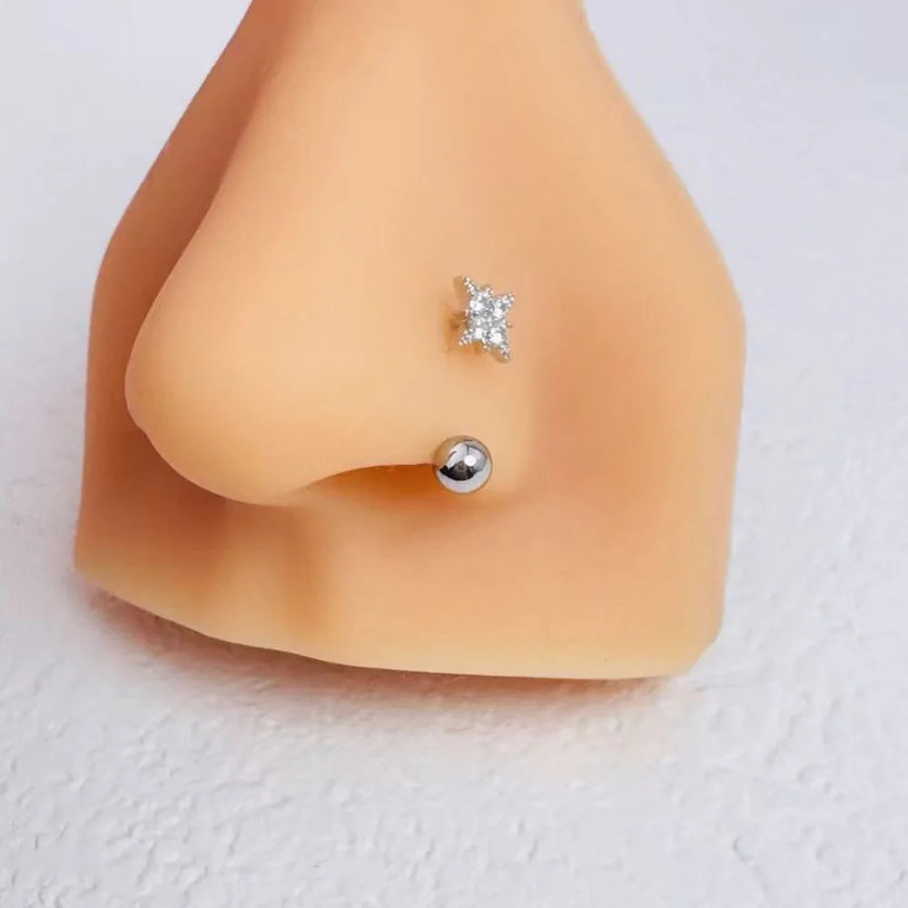 Anneau de nez en forme d'étoile en Zircon, bijoux de perçage en acier inoxydable plaqué or 14K pour femmes, accessoire de perçage corporel à usage quotidien, 1 pièce
