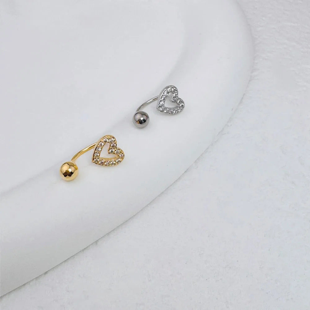 Anneau de nez en forme de cœur en Zircon, bijoux de perçage en acier inoxydable plaqué or 14K pour femmes, accessoire de perçage corporel à usage quotidien, 1 pièce