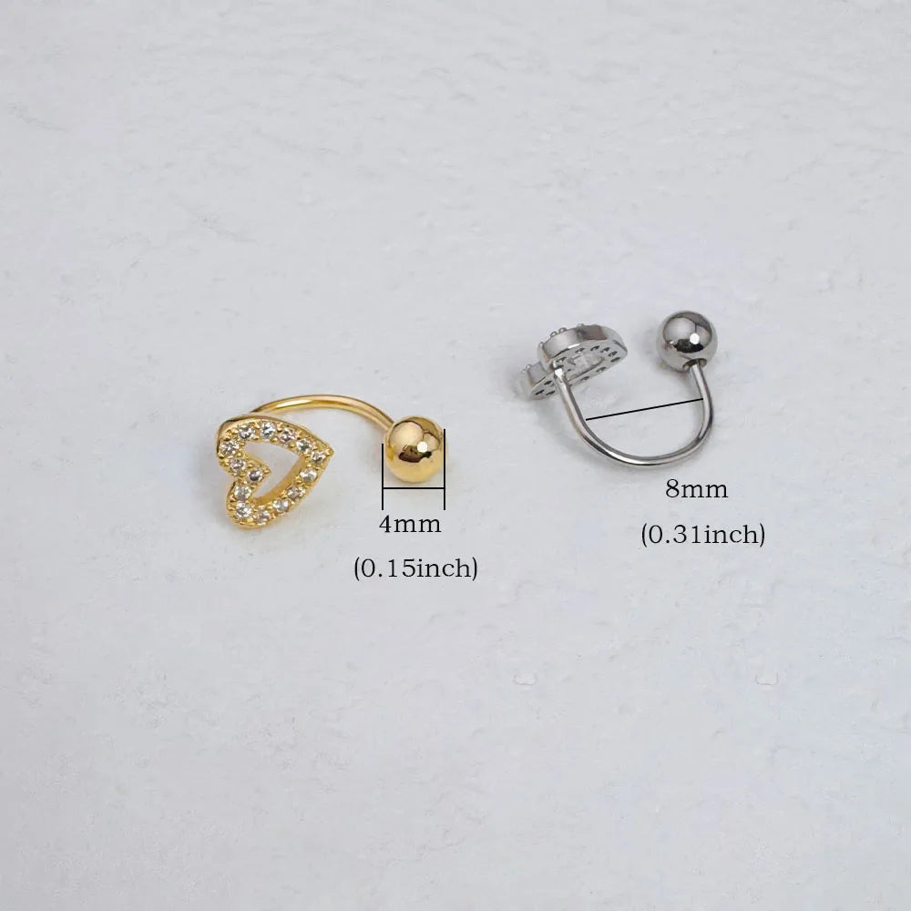 Anneau de nez en forme de cœur en Zircon, bijoux de perçage en acier inoxydable plaqué or 14K pour femmes, accessoire de perçage corporel à usage quotidien, 1 pièce
