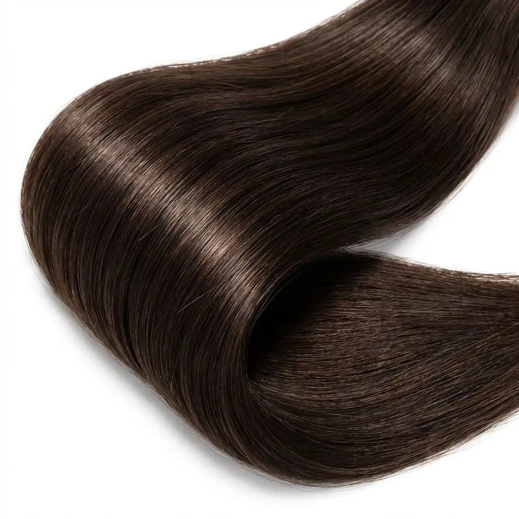 Extensions de cheveux à bandes adhésives (Tape-In) – cheveux humains, invisibles et sans couture, 21 pièces par paquet, 50 g, couleur brun foncé brésilien, 16 à 22 pouces, lisses Remy 100 % cheveux humains