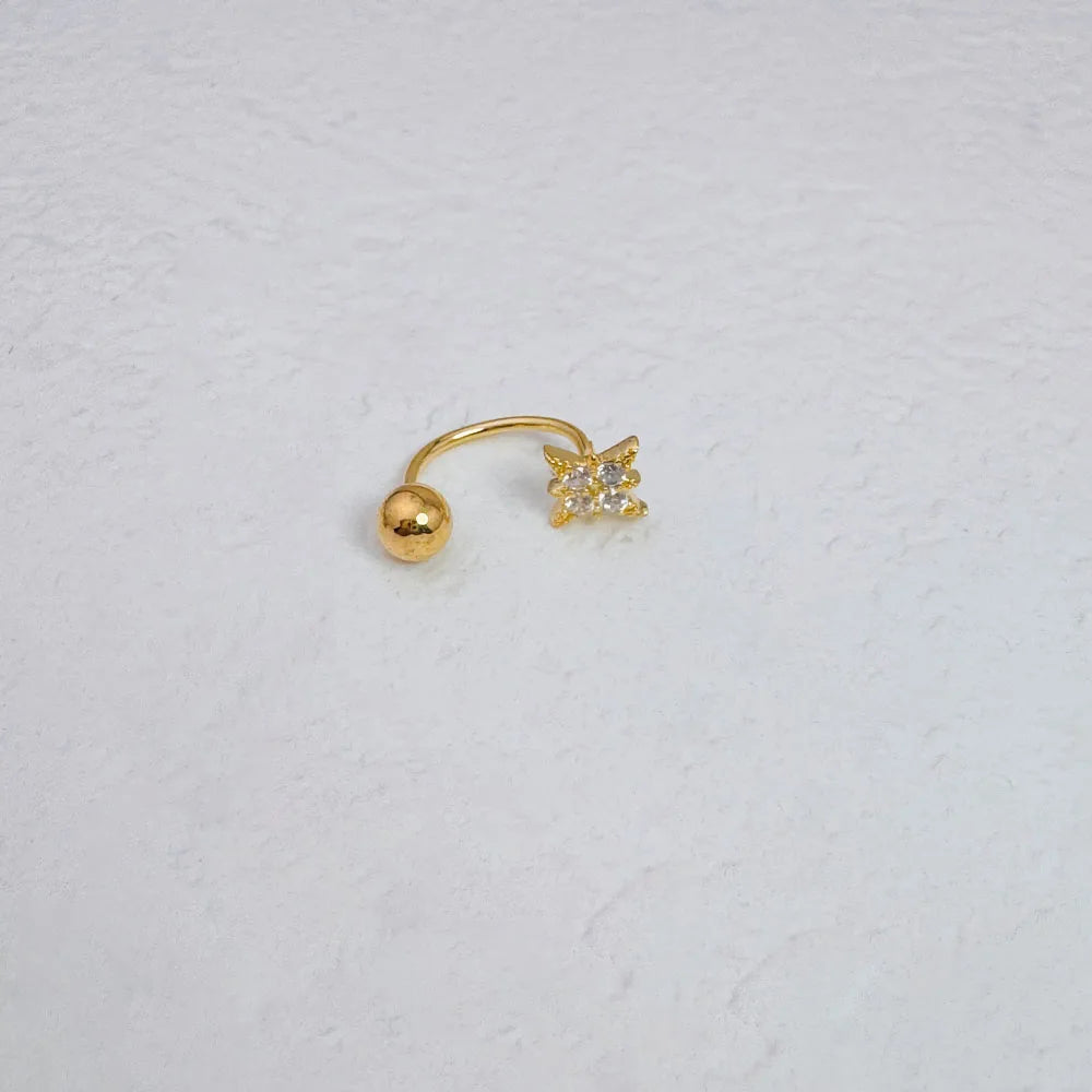 Anneau de nez en forme d'étoile en Zircon, bijoux de perçage en acier inoxydable plaqué or 14K pour femmes, accessoire de perçage corporel à usage quotidien, 1 pièce