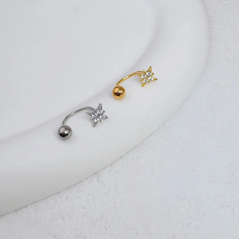 Anneau de nez en forme d'étoile en Zircon, bijoux de perçage en acier inoxydable plaqué or 14K pour femmes, accessoire de perçage corporel à usage quotidien, 1 pièce