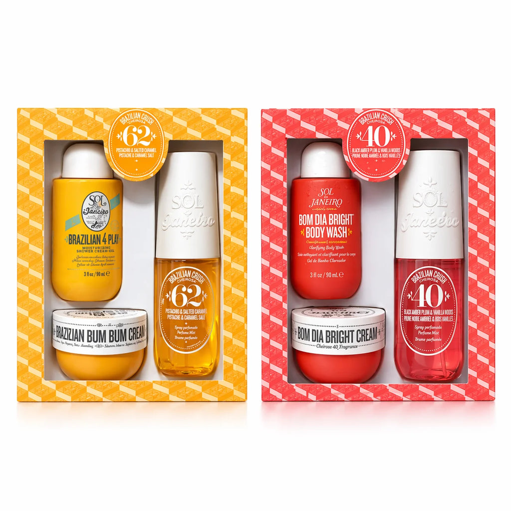 Coffret cadeau de soins corporels Sol de Janeiro Bum Bum Jet Set en format voyage - Gel douche hydratant, crème raffermissante et brume parfumée