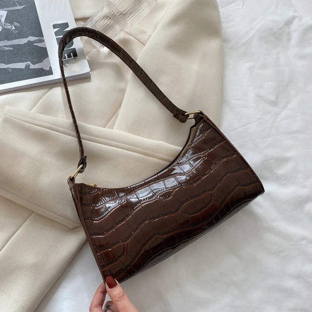 Sacs en cuir PU pour femmes, sac à main à motif d'alligator, petit sac messager sous les bras