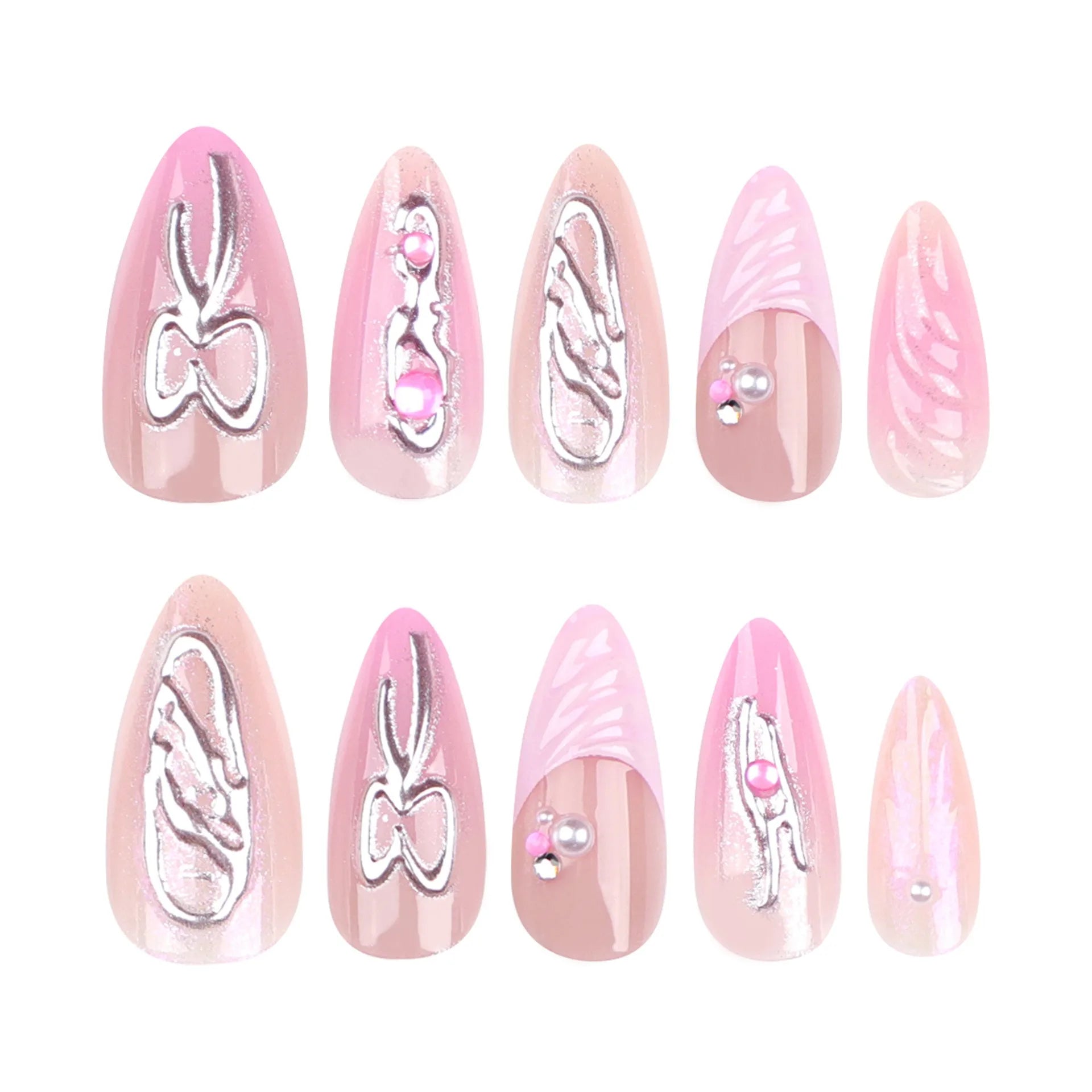 24pcs 3D French Manucure Nail Art Presse sur les ongles Ongles artificiels Faux ongles Personnaliser 3283