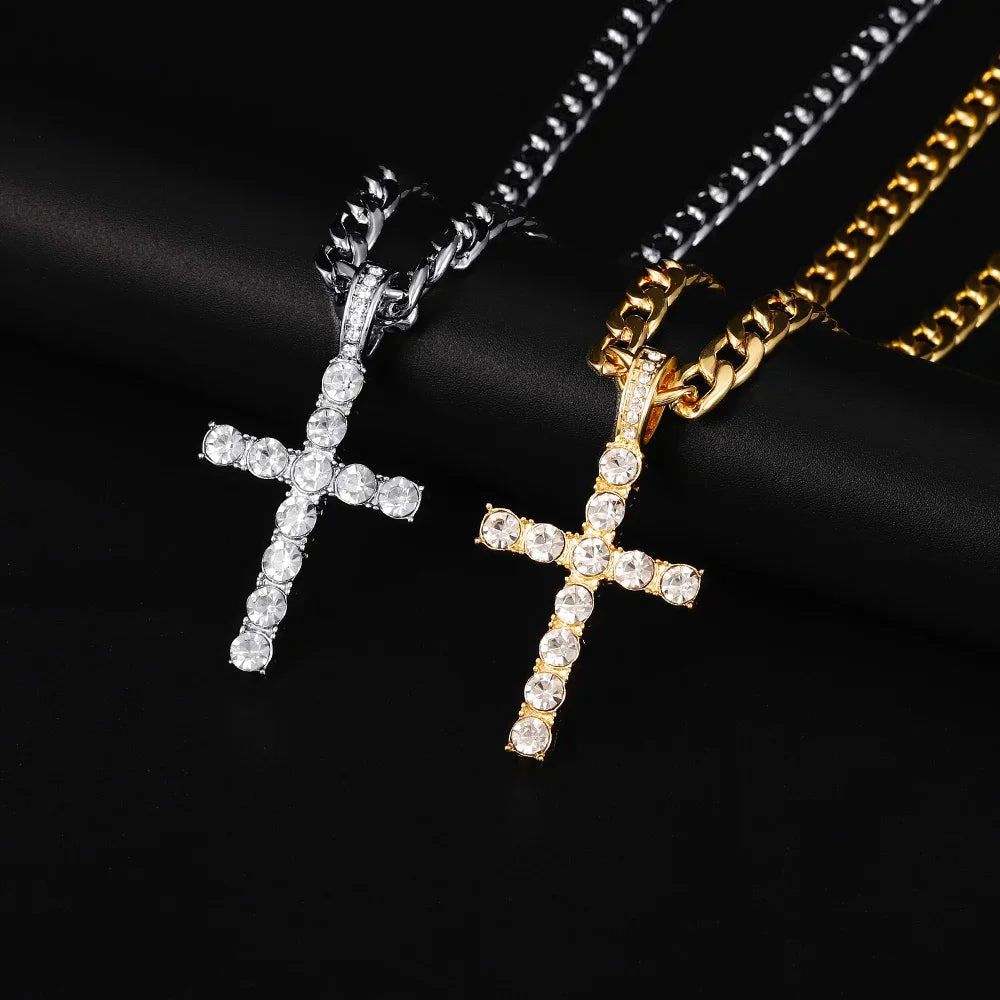 Collier pendentif croix Hip Hop pour hommes et femmes, bijoux scintillants exquis, mode chic et créative, Tennis, 4mm