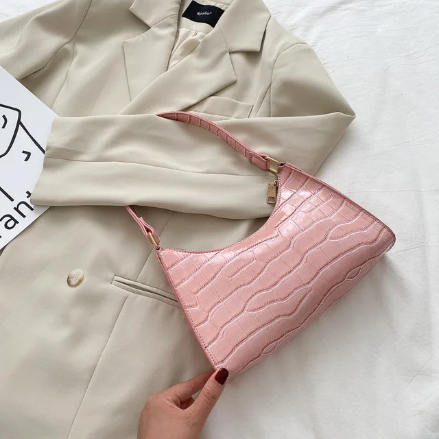 Sacs en cuir PU pour femmes, sac à main à motif d'alligator, petit sac messager sous les bras