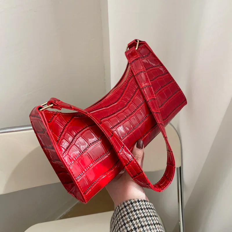 Sacs en cuir PU pour femmes, sac à main à motif d'alligator, petit sac messager sous les bras