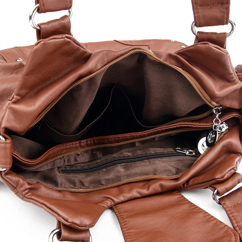 Sac à main rétro tendance avec fermeture éclair, imperméable, grande capacité, au style haut de gamme et luxueux. Sac bandoulière polyvalent et léger pour femme
