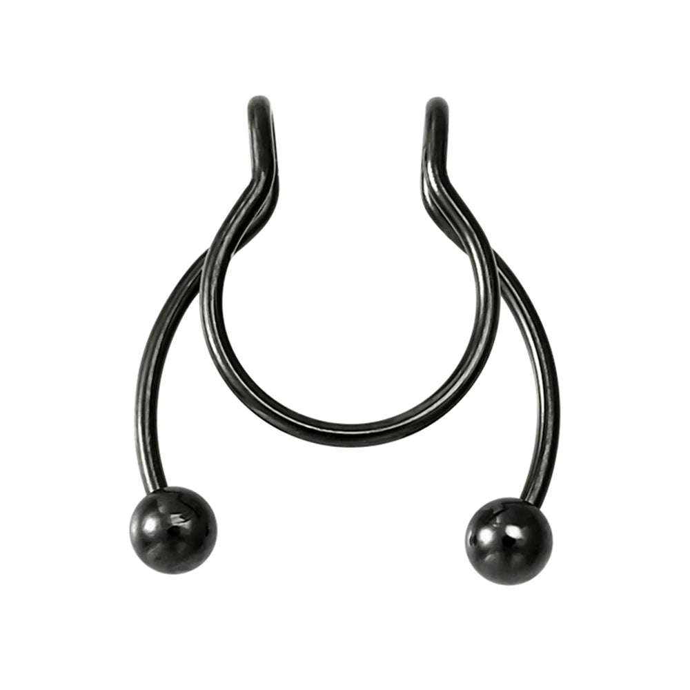 1pc Faux anneau de nez pour femmes hommes 20G acier chirurgical Faux Piercing bijoux faux Piercing cerceau lèvre Septum nez anneaux bijoux de corps