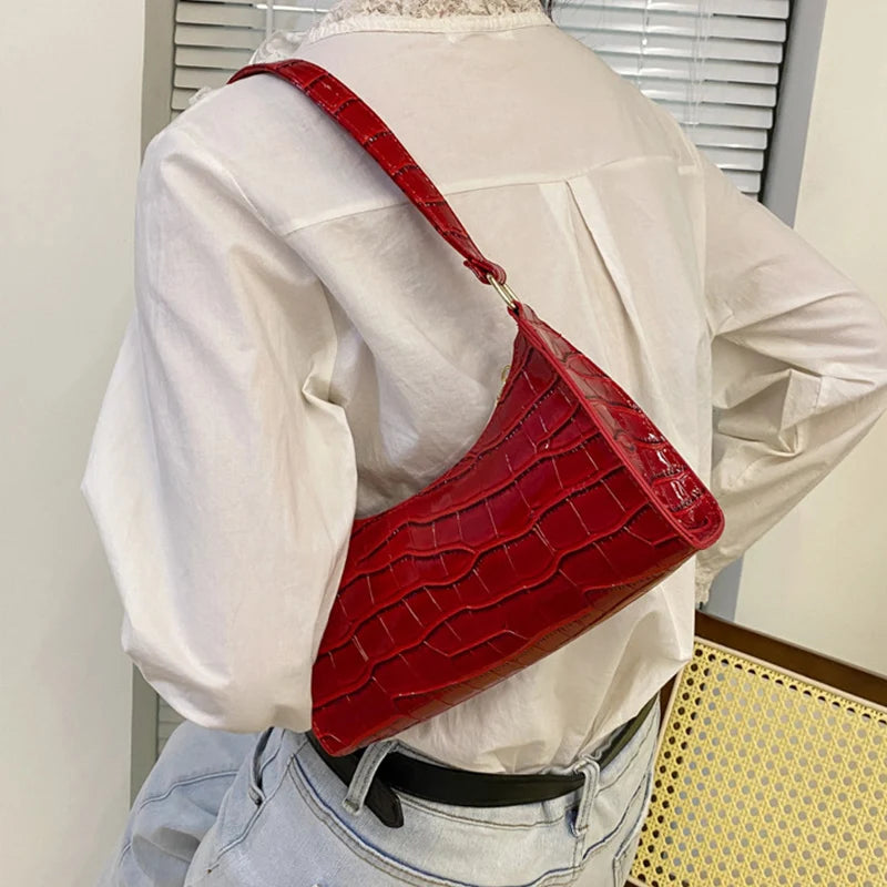 Sacs en cuir PU pour femmes, sac à main à motif d'alligator, petit sac messager sous les bras