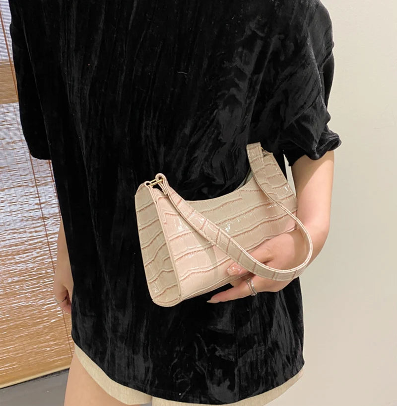 Sacs en cuir PU pour femmes, sac à main à motif d'alligator, petit sac messager sous les bras
