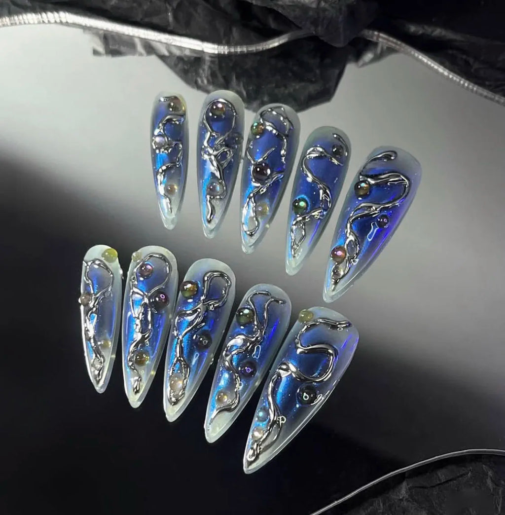 Faux ongles amande peints à la main, lot de 10 pièces, personnalisables, pour femme, Press-on tendance