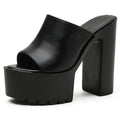 Gdgydh – Mules à talon carré plateforme pour femme, sandales d’extérieur, chaussons à enfiler bout ouvert, sandales slingback noires ou blanches, grande qualité