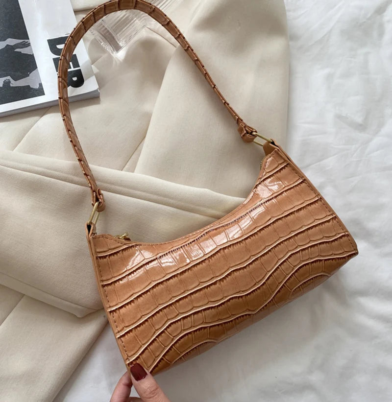 Sacs en cuir PU pour femmes, sac à main à motif d'alligator, petit sac messager sous les bras