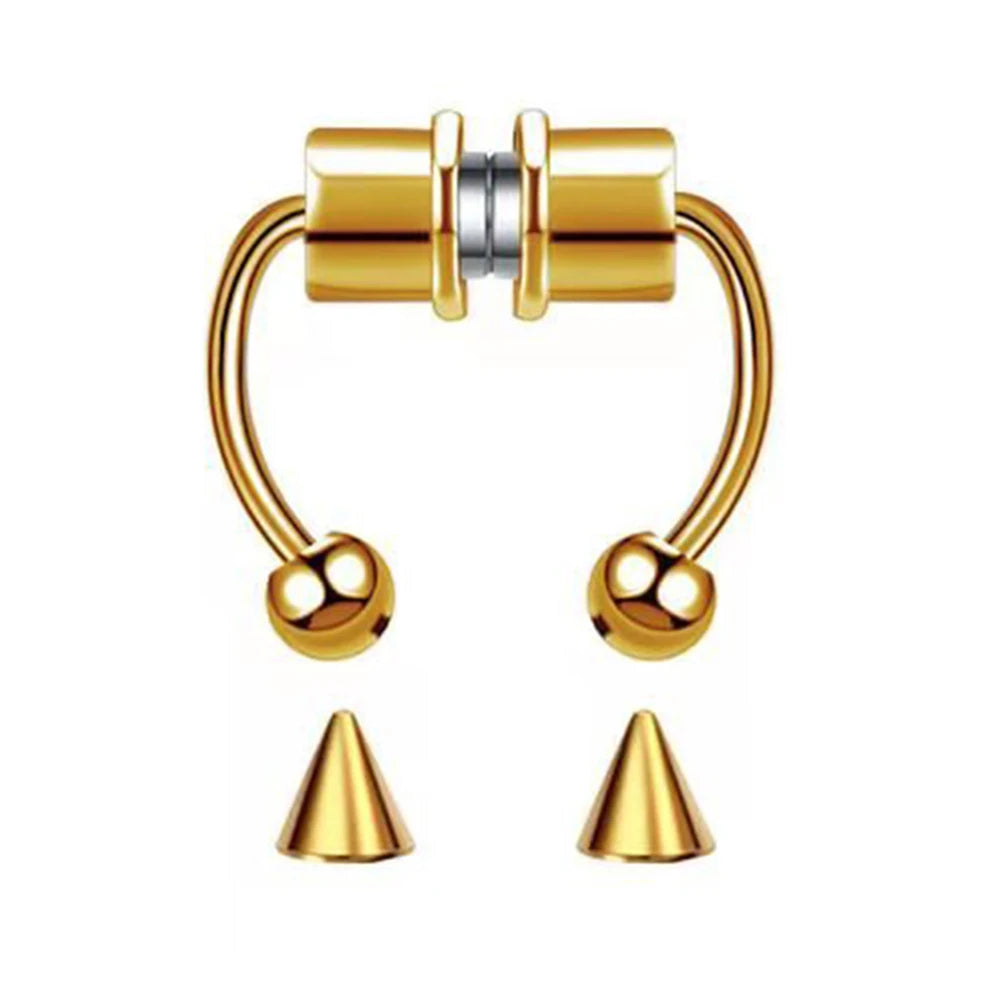 1pc Faux anneau de nez pour femmes hommes 20G acier chirurgical Faux Piercing bijoux faux Piercing cerceau lèvre Septum nez anneaux bijoux de corps