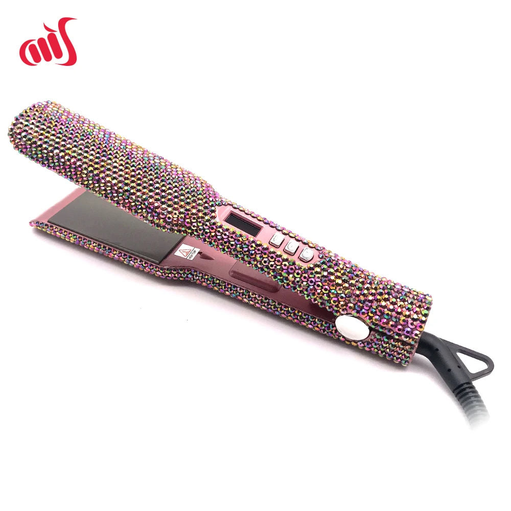 Fer à lisser Plancha Para Cabello 2 pouces fer plat avec strass professionnel titane fer à lisser chauffage 480 ℉