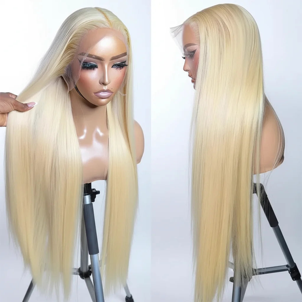 Perruque Lace Front en cheveux humains lisses 613 pré-épilée 13x4 – Perruque blonde 613 avec dentelle HD frontale – Prix de gros