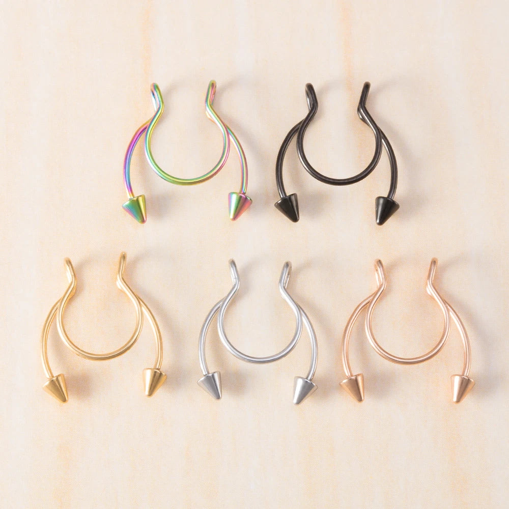 1pc Faux anneau de nez pour femmes hommes 20G acier chirurgical Faux Piercing bijoux faux Piercing cerceau lèvre Septum nez anneaux bijoux de corps