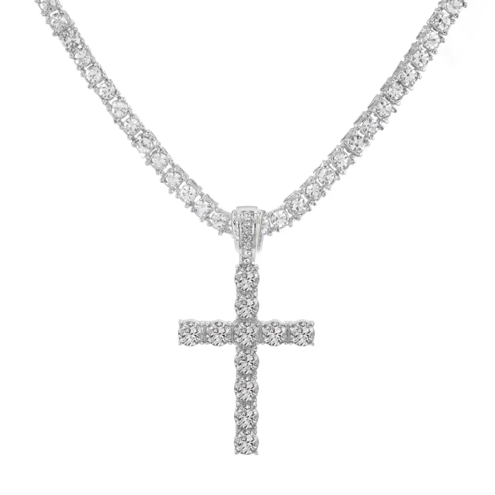 Collier pendentif croix Hip Hop pour hommes et femmes, bijoux scintillants exquis, mode chic et créative, Tennis, 4mm