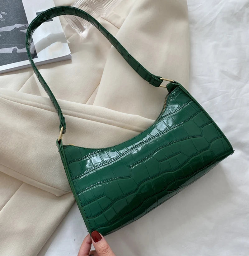 Sacs en cuir PU pour femmes, sac à main à motif d'alligator, petit sac messager sous les bras