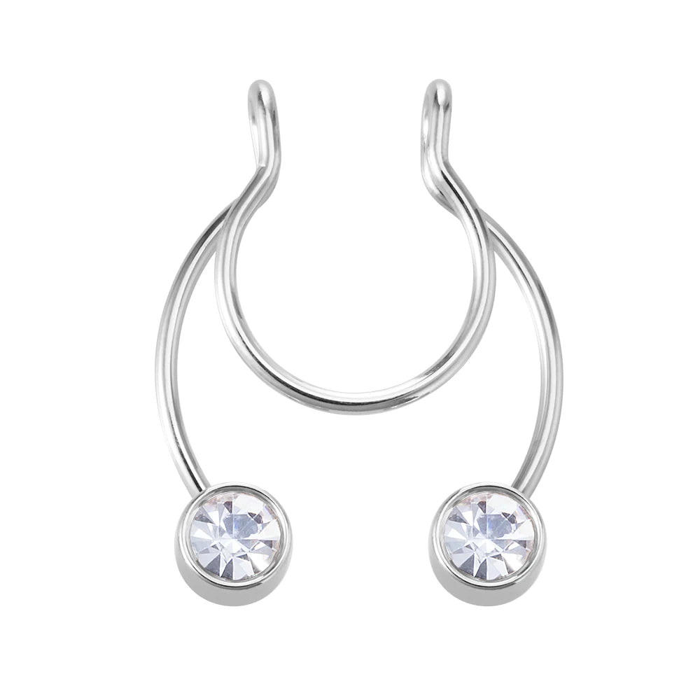 1pc Faux anneau de nez pour femmes hommes 20G acier chirurgical Faux Piercing bijoux faux Piercing cerceau lèvre Septum nez anneaux bijoux de corps