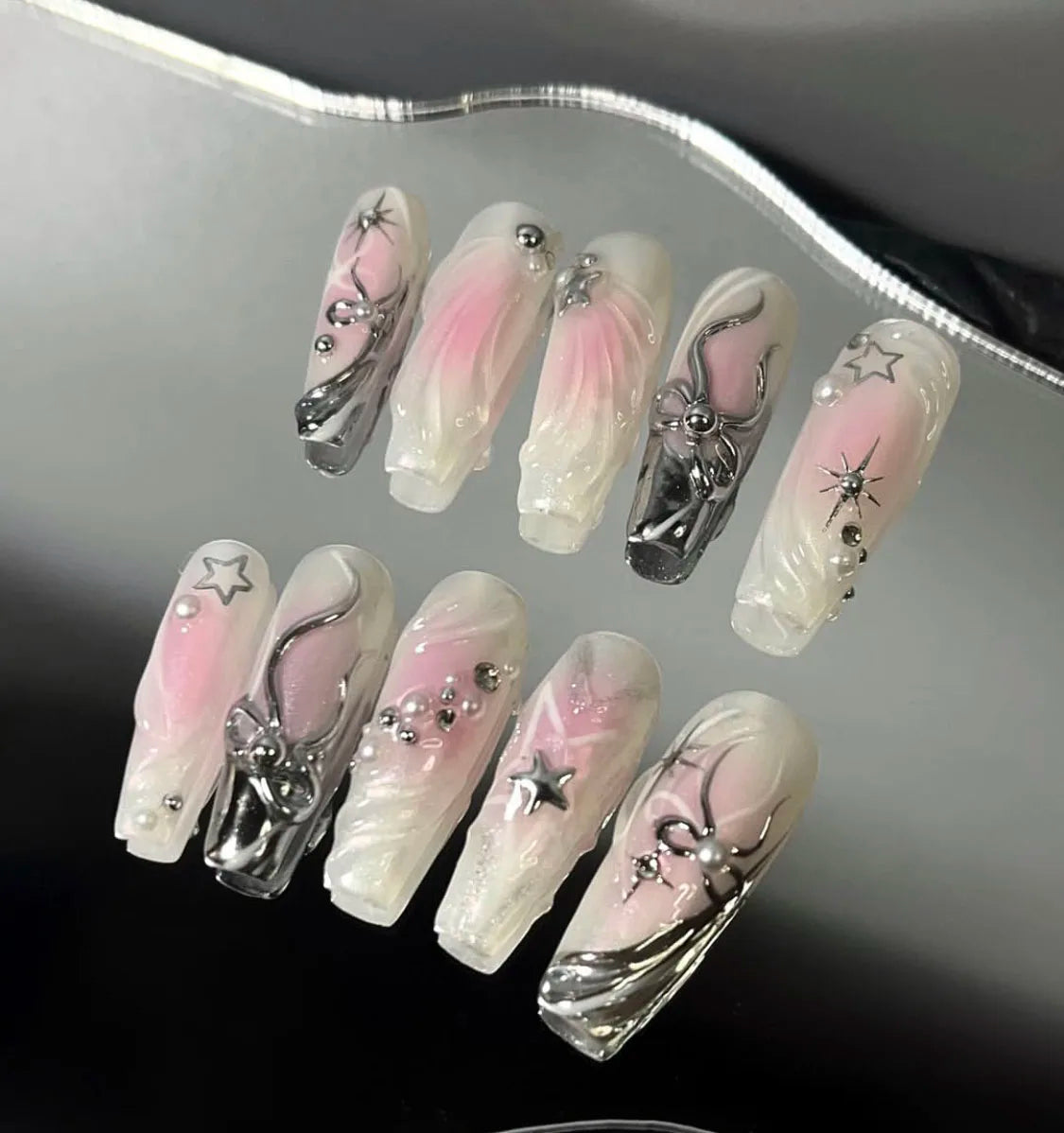 Faux ongles amande peints à la main, lot de 10 pièces, personnalisables, pour femme, Press-on tendance