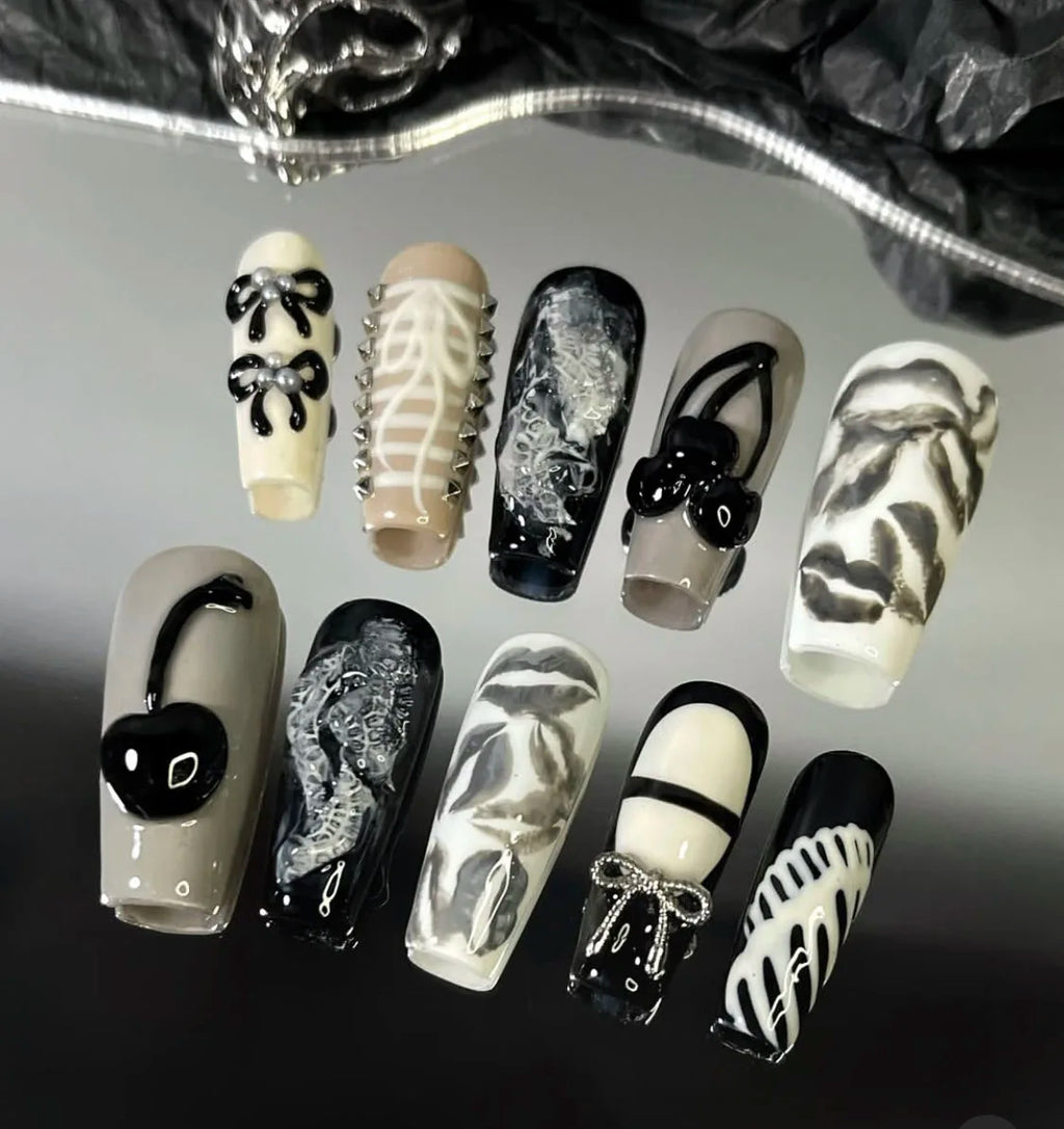 Faux ongles amande peints à la main, lot de 10 pièces, personnalisables, pour femme, Press-on tendance