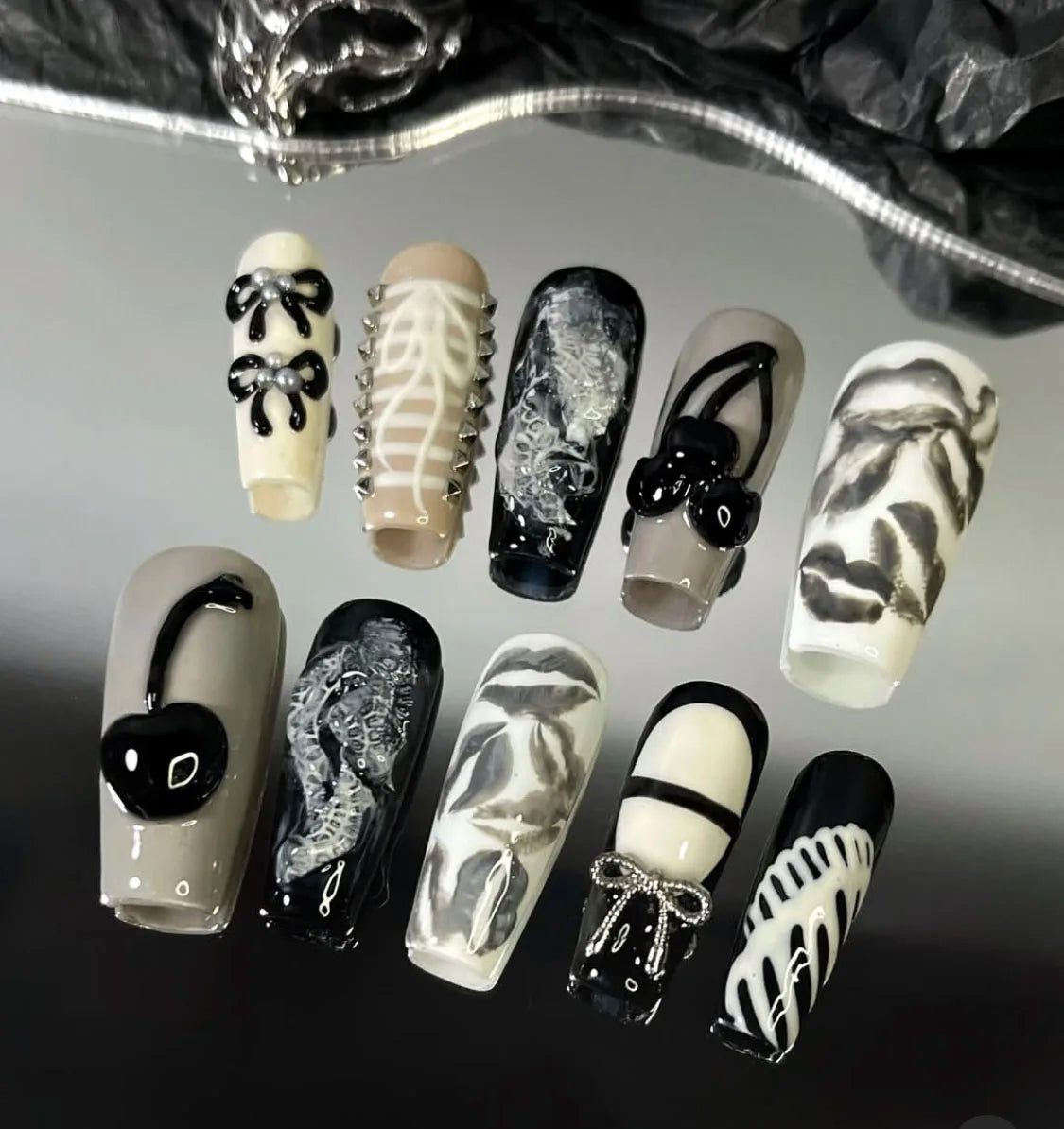 Faux ongles amande peints à la main, lot de 10 pièces, personnalisables, pour femme, Press-on tendance