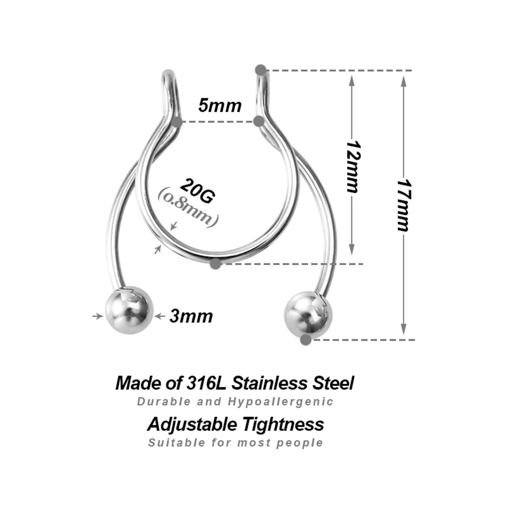 1pc Faux anneau de nez pour femmes hommes 20G acier chirurgical Faux Piercing bijoux faux Piercing cerceau lèvre Septum nez anneaux bijoux de corps