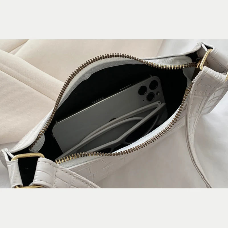 Sacs en cuir PU pour femmes, sac à main à motif d'alligator, petit sac messager sous les bras