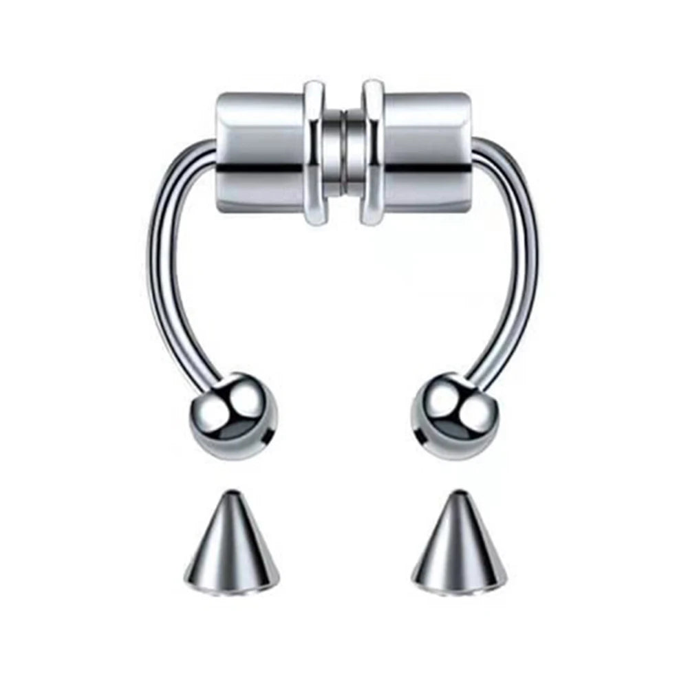 1pc Faux anneau de nez pour femmes hommes 20G acier chirurgical Faux Piercing bijoux faux Piercing cerceau lèvre Septum nez anneaux bijoux de corps