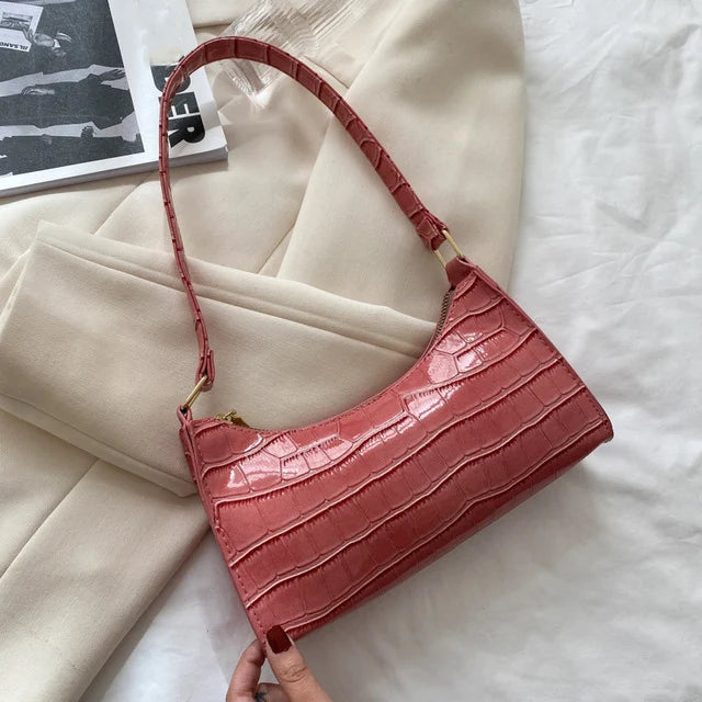 Sacs en cuir PU pour femmes, sac à main à motif d'alligator, petit sac messager sous les bras