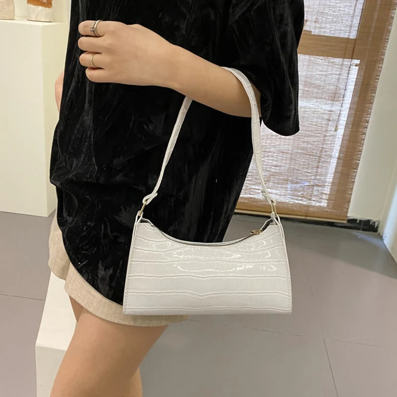 Sacs en cuir PU pour femmes, sac à main à motif d'alligator, petit sac messager sous les bras