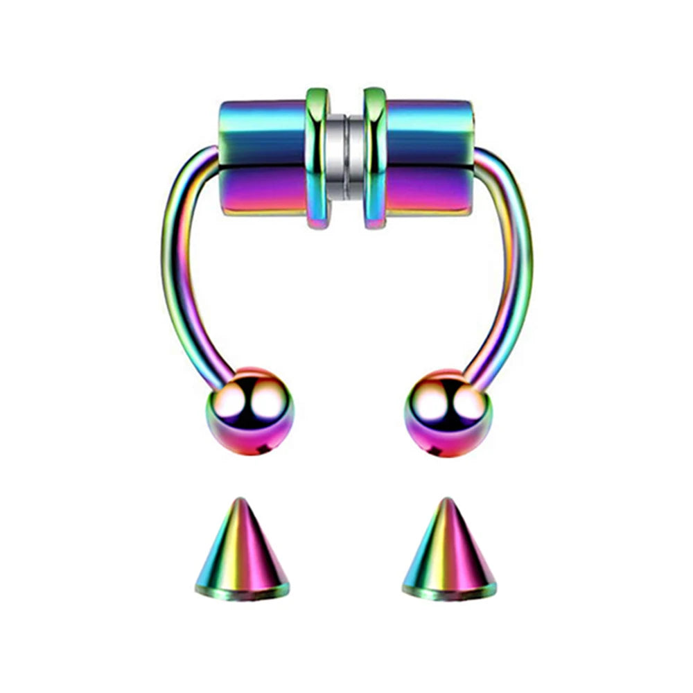 1pc Faux anneau de nez pour femmes hommes 20G acier chirurgical Faux Piercing bijoux faux Piercing cerceau lèvre Septum nez anneaux bijoux de corps