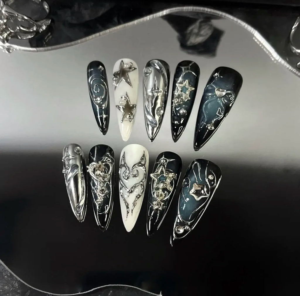 Faux ongles amande peints à la main, lot de 10 pièces, personnalisables, pour femme, Press-on tendance