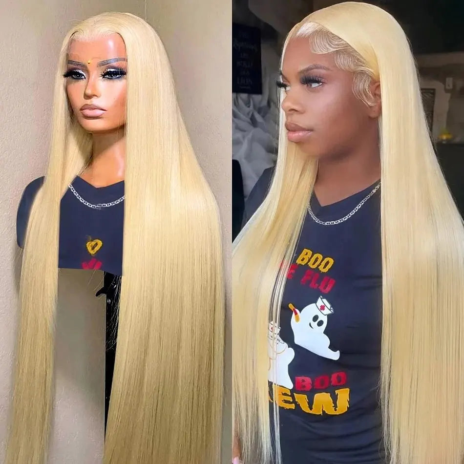 Perruque Lace Front en cheveux humains lisses 613 pré-épilée 13x4 – Perruque blonde 613 avec dentelle HD frontale – Prix de gros