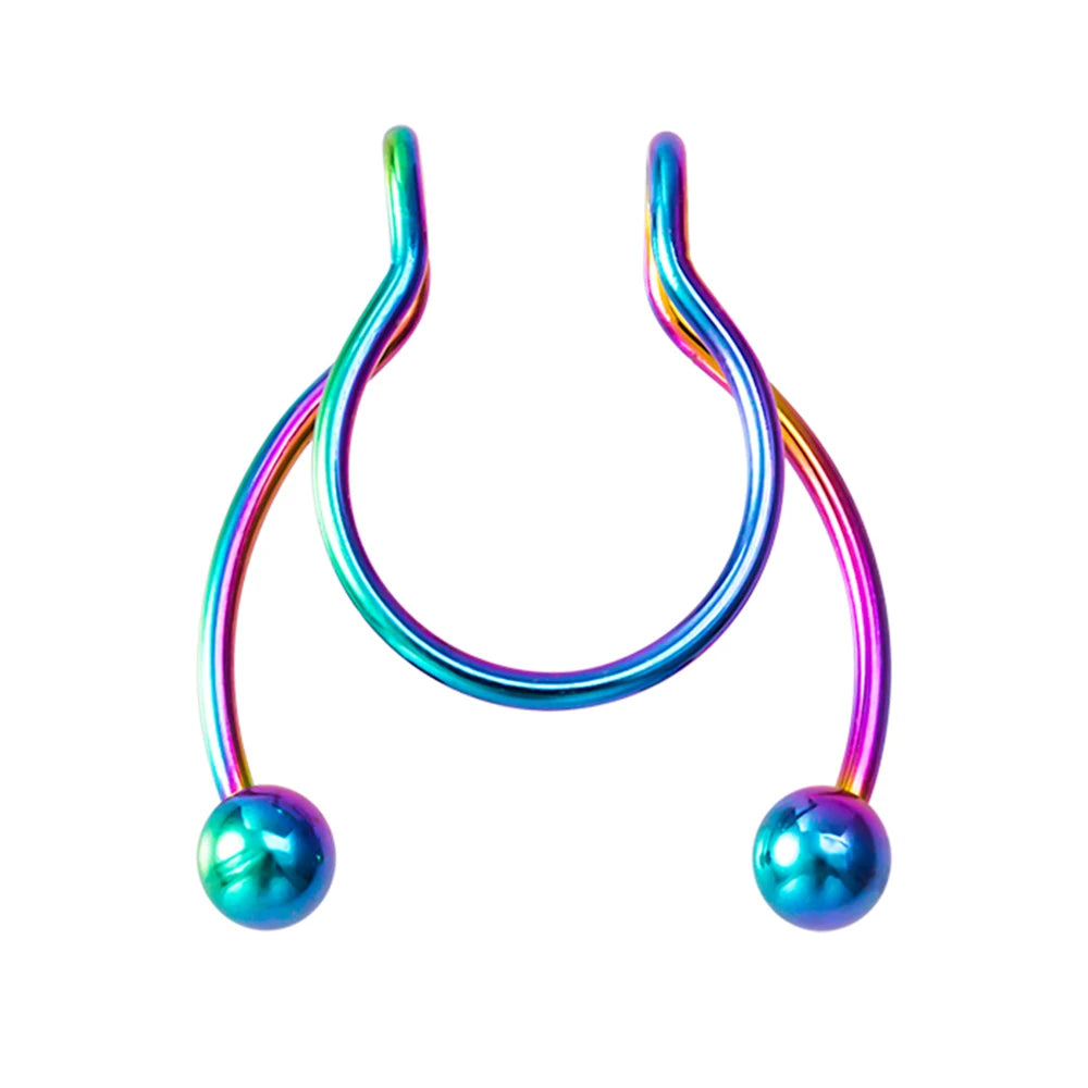 1pc Faux anneau de nez pour femmes hommes 20G acier chirurgical Faux Piercing bijoux faux Piercing cerceau lèvre Septum nez anneaux bijoux de corps