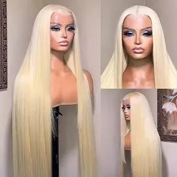 Perruque Lace Front en cheveux humains lisses 613 pré-épilée 13x4 – Perruque blonde 613 avec dentelle HD frontale – Prix de gros