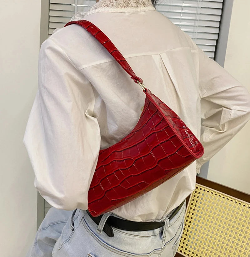 Sacs en cuir PU pour femmes, sac à main à motif d'alligator, petit sac messager sous les bras
