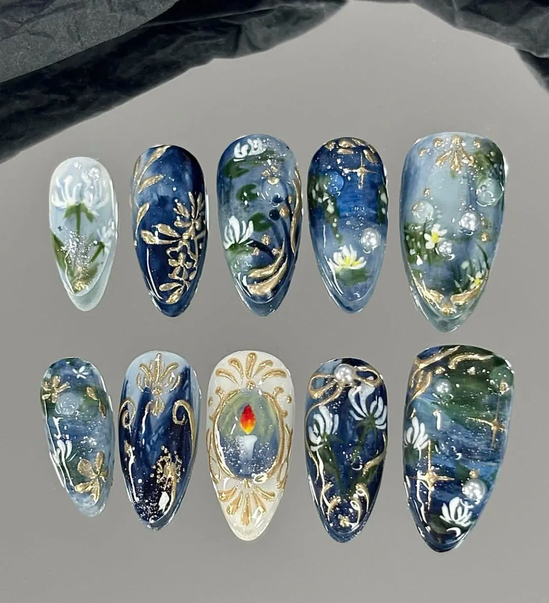 Faux ongles amande peints à la main, lot de 10 pièces, personnalisables, pour femme, Press-on tendance