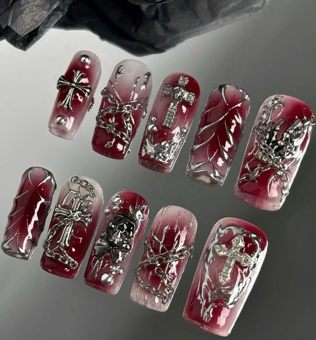 Faux ongles amande peints à la main, lot de 10 pièces, personnalisables, pour femme, Press-on tendance
