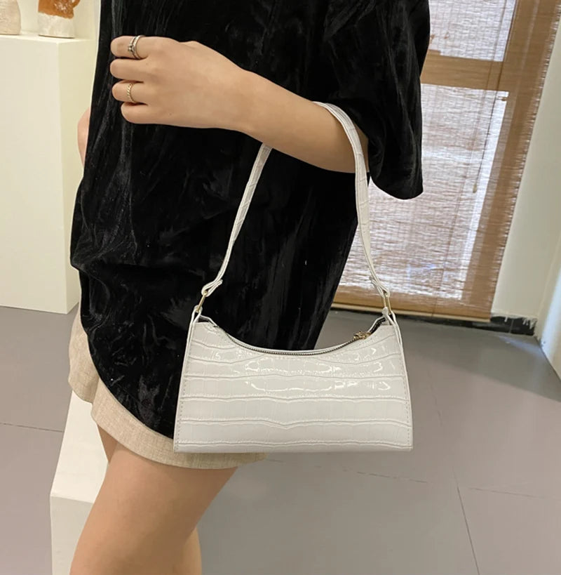 Sacs en cuir PU pour femmes, sac à main à motif d'alligator, petit sac messager sous les bras