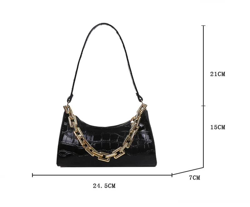Sacs en cuir PU pour femmes, sac à main à motif d'alligator, petit sac messager sous les bras