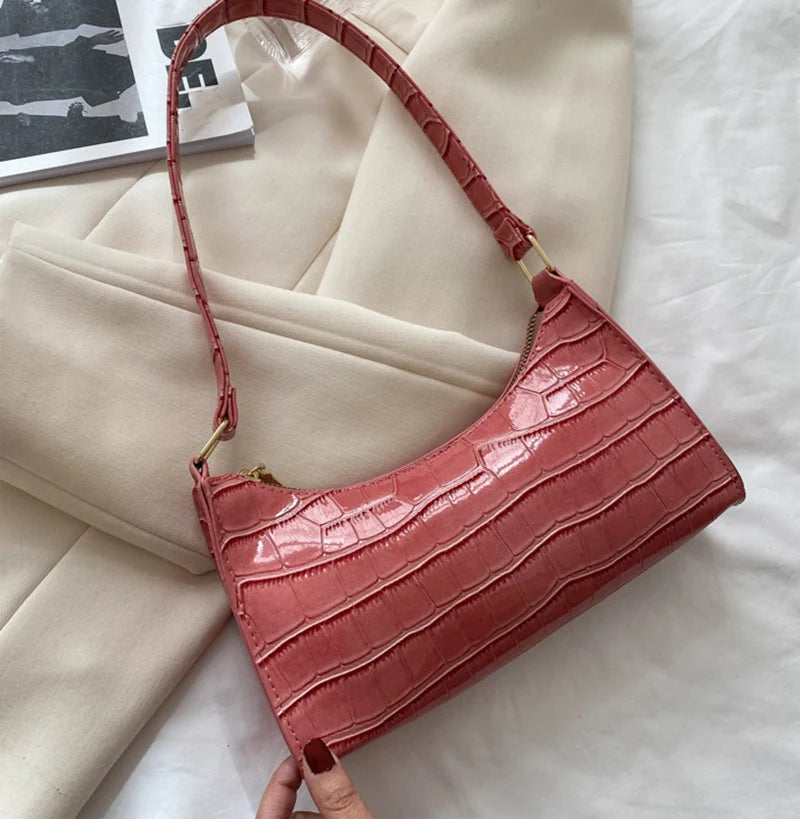 Sacs en cuir PU pour femmes, sac à main à motif d'alligator, petit sac messager sous les bras