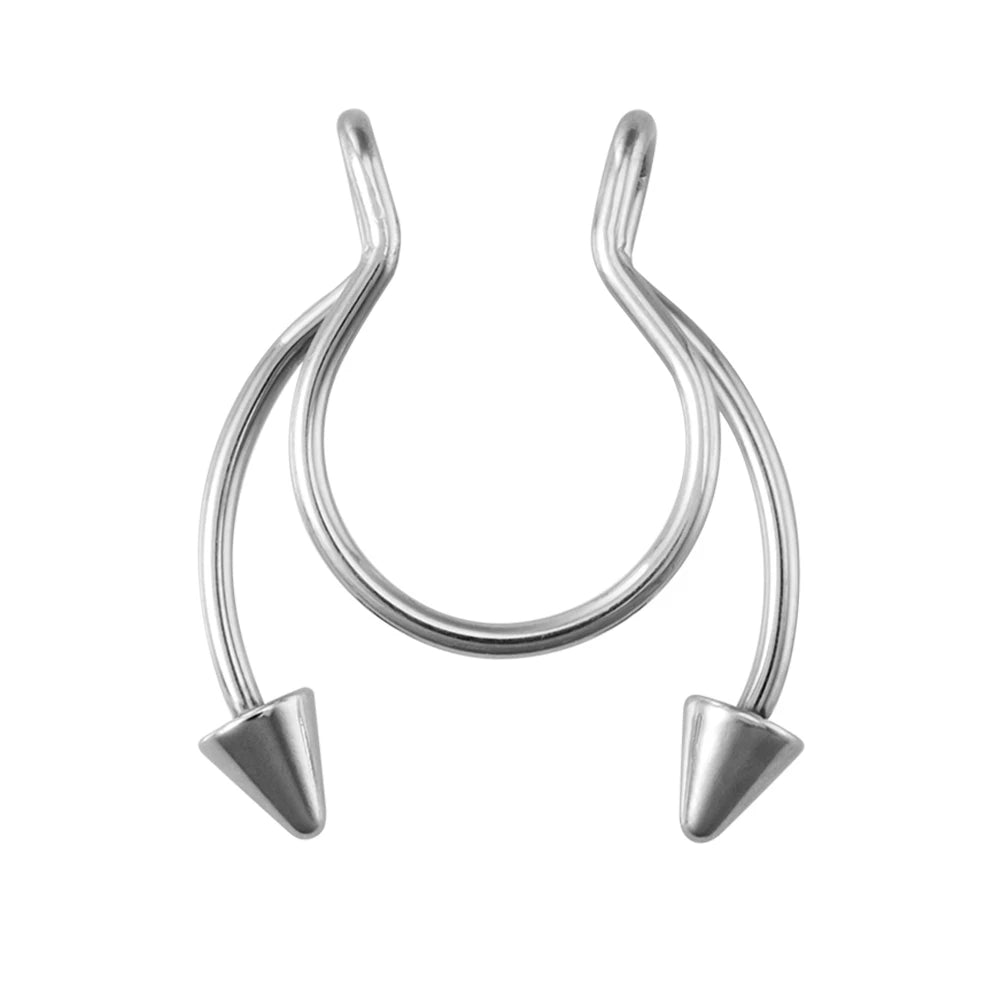 1pc Faux anneau de nez pour femmes hommes 20G acier chirurgical Faux Piercing bijoux faux Piercing cerceau lèvre Septum nez anneaux bijoux de corps
