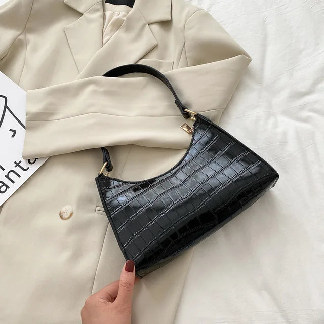Sacs en cuir PU pour femmes, sac à main à motif d'alligator, petit sac messager sous les bras